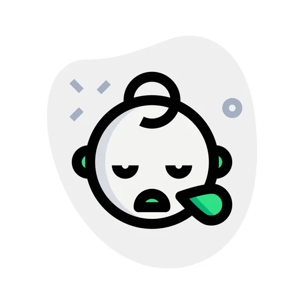 Müdes Oder Schläfriges Baby Emoji Mit Schweißtropfen — Stockvektor