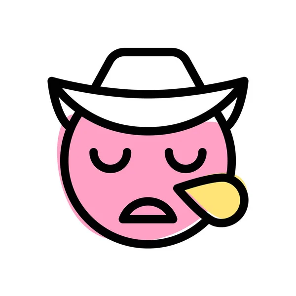 Stanco Assonnato Cowboy Emoji Con Goccia Sudore — Vettoriale Stock