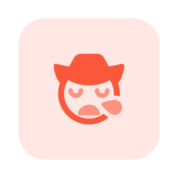 Stanco Assonnato Cowboy Emoji Con Goccia Sudore — Vettoriale Stock