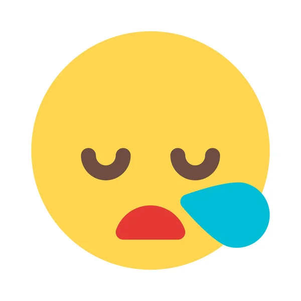 Emoji Somnoliento Cansado Con Gota Sudor — Vector de stock