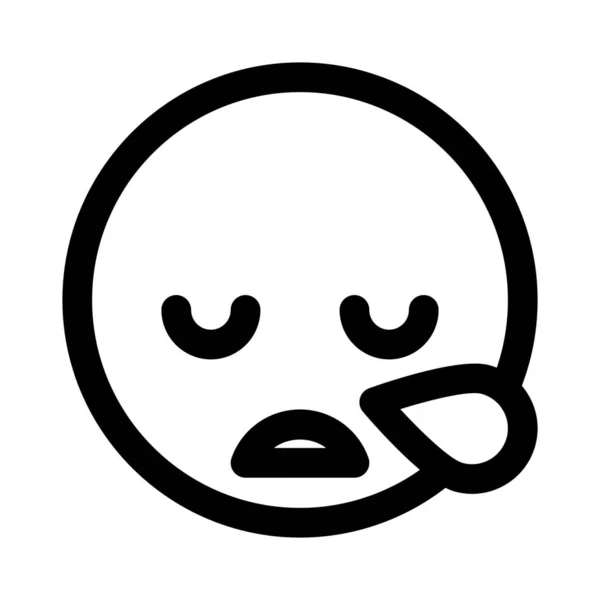 Slaperige Vermoeide Emoji Met Zweet Druppel — Stockvector