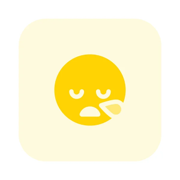 Álmos Vagy Fáradt Emoji Verejtékcseppekkel — Stock Vector