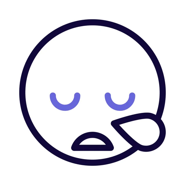 Emoji Sonolento Cansado Com Gota Suor — Vetor de Stock