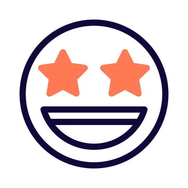 Star Struck Eyes Happy Emoticon Shared Internet — Stock Vector