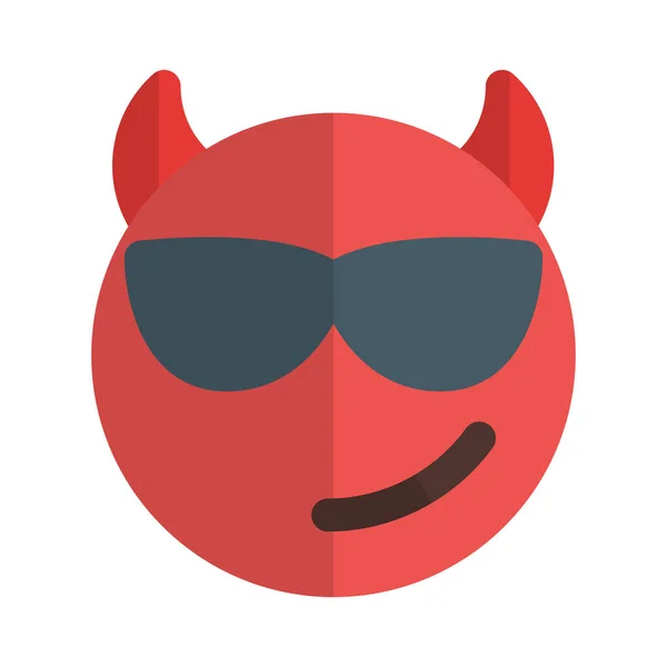 Cool Evil Horns Wearing Sunshade Emoticon — Stock Vector