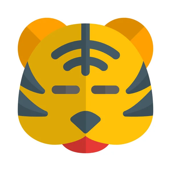 Mosolygó Tigris Csukott Szemmel Emoticon Megosztott Közösségi Média — Stock Vector