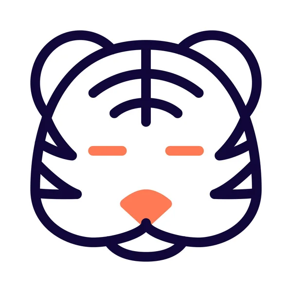 Mosolygó Tigris Csukott Szemmel Emoticon Megosztott Közösségi Média — Stock Vector