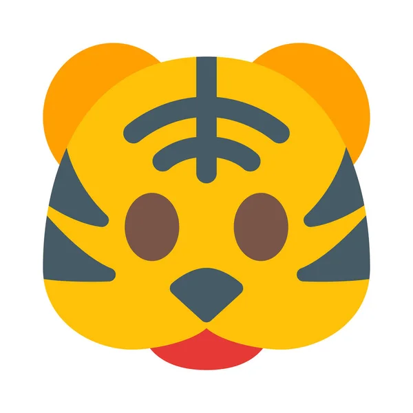 Carnivoor Tijger Gezicht Picturale Weergave Emoji Gedeeld Sociale Media — Stockvector