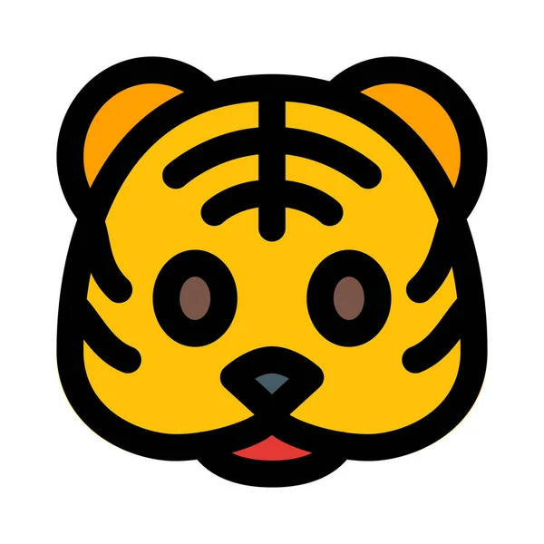 Carnívoro Tigre Cara Representación Pictórica Emoji Compartida Las Redes Sociales — Vector de stock