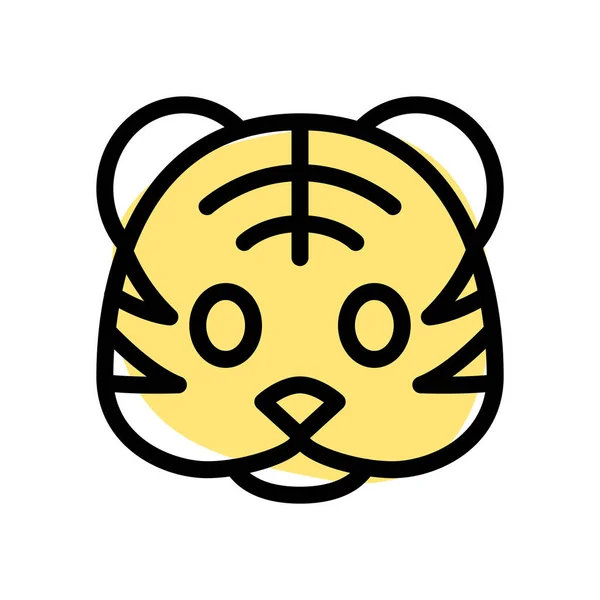 Carnívoro Tigre Cara Representación Pictórica Emoji Compartida Las Redes Sociales — Vector de stock