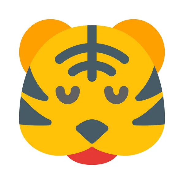 Töprengő Tigris Kifejezés Emoticon Elszigetelt Helyen — Stock Vector