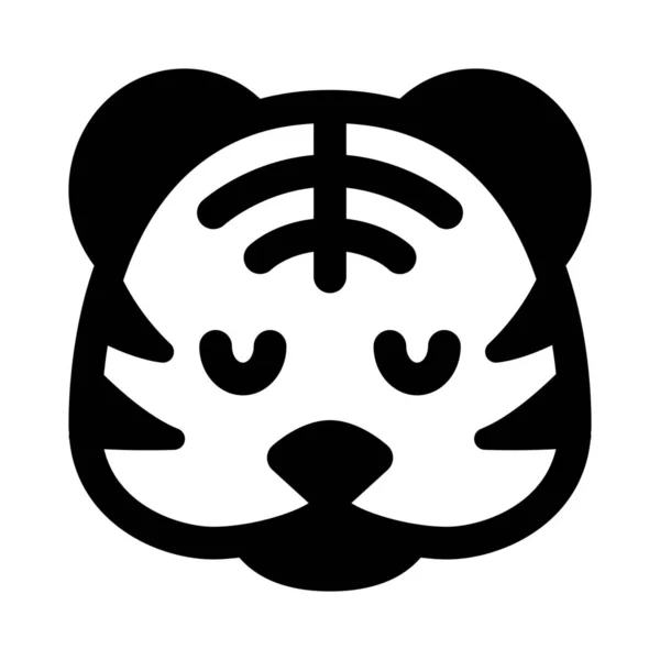 Pensive Tiger Expression Emoticon Isolated Place — 스톡 벡터