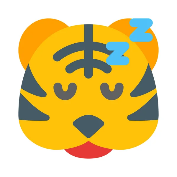 Sleeping Tiger Emoticon Rappresentazione Pittorica Condivisa Messenger — Vettoriale Stock