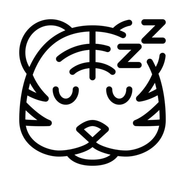 Dormir Tigre Emoticono Representación Pictórica Compartida Messenger — Vector de stock