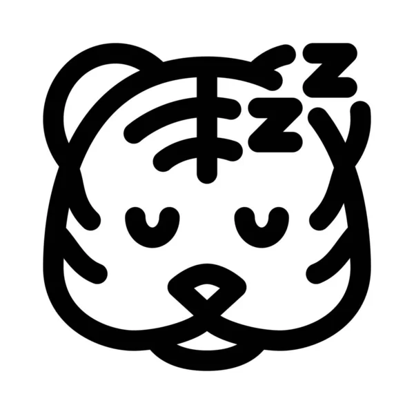 Sleeping Tiger Emoticon Rappresentazione Pittorica Condivisa Messenger — Vettoriale Stock