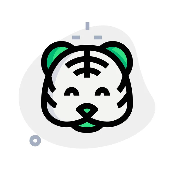 Щасливий Усміхнений Тигр Обличчя Закритими Очима Емодзі — стоковий вектор