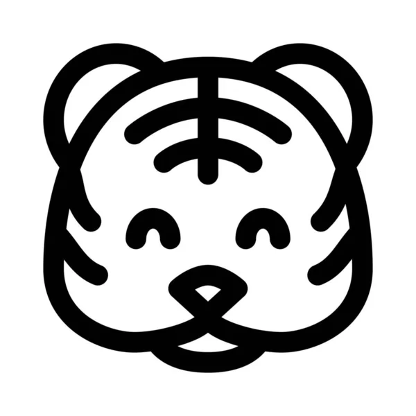 Joyeux Sourire Visage Tigre Avec Les Yeux Fermés Emoji — Image vectorielle