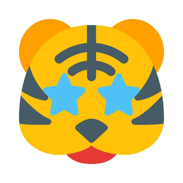 Estrella Pegada Los Ojos Tigre Emoticono — Archivo Imágenes Vectoriales