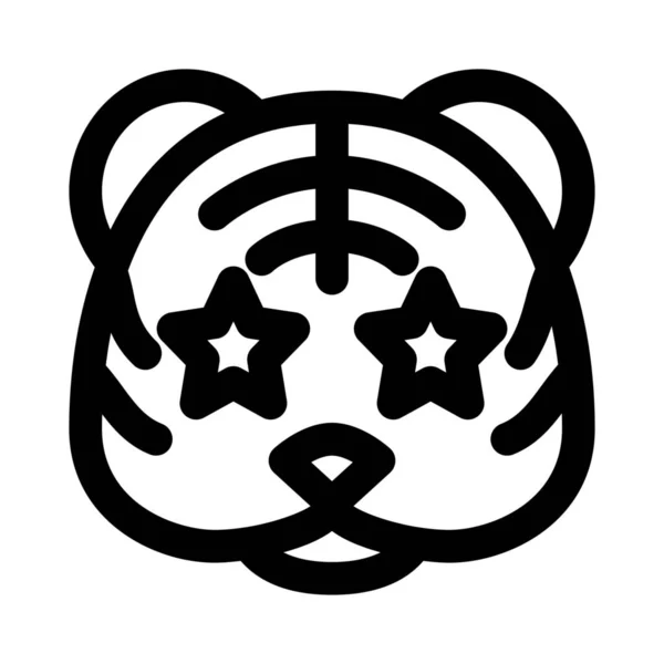 Estrela Presa Olhos Tigre Emoticon —  Vetores de Stock