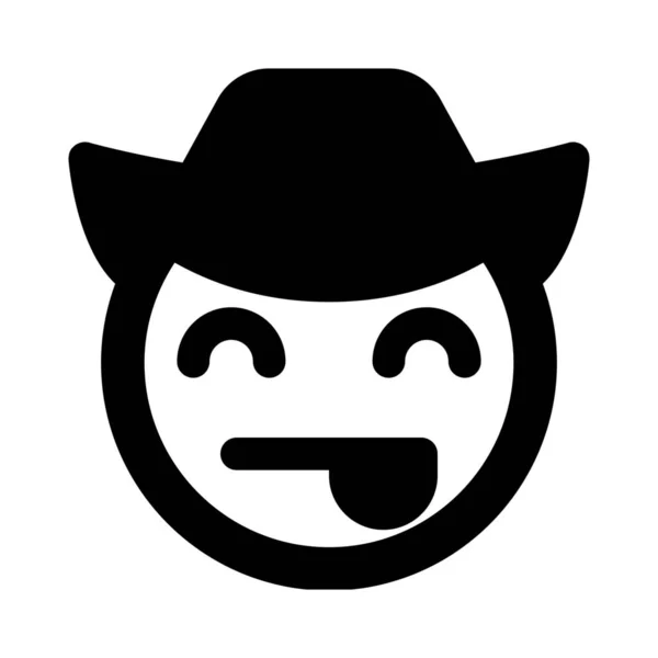 Rappresentazione Pittorica Emoticon Cowboy Con Lingua Sporgente — Vettoriale Stock
