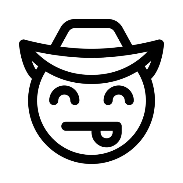Abbildung Eines Cowboy Emoticons Mit Herausgestreckter Zunge — Stockvektor