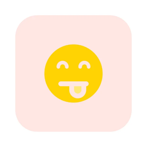 Lingua Fuori Sorridente Emoji Con Gli Occhi Chiusi Espressione — Vettoriale Stock