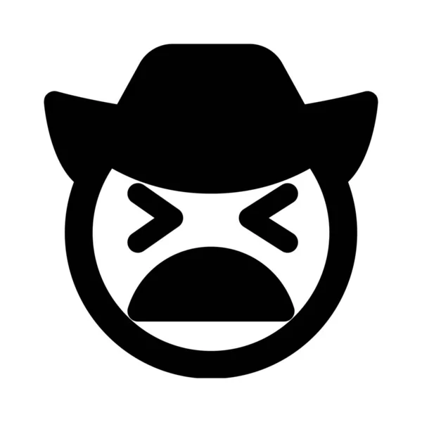 Mal Aise Cowboy Emoticon Expression Faciale Avec Chapeau — Image vectorielle