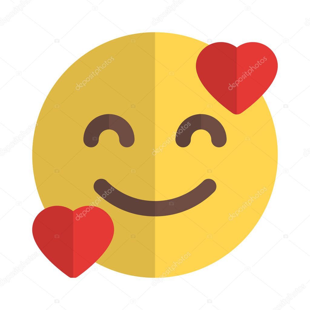 happy hearts emoticon with smiley facial expression