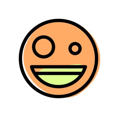 Kablolu gözlerle mutlu bir ifade.