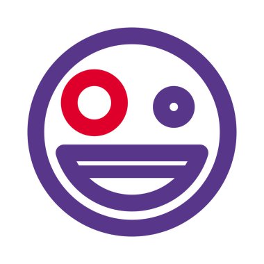 Kablolu gözlerle mutlu bir ifade.