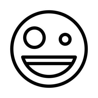 Kablolu gözlerle mutlu bir ifade.