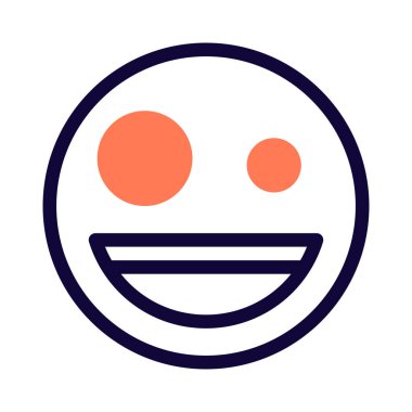 Kablolu gözlerle mutlu bir ifade.