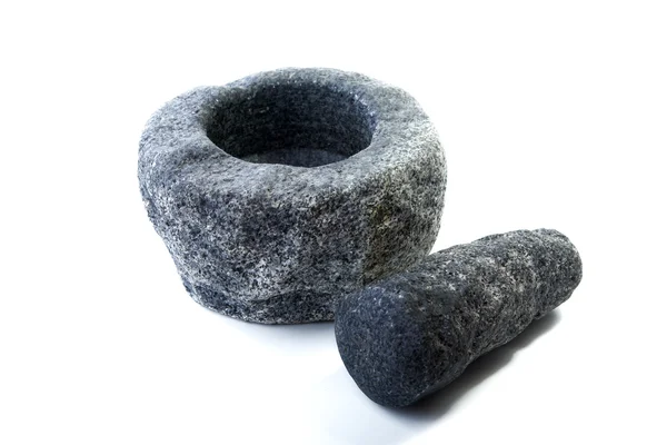 Argamassa de granito e pilão isolado — Fotografia de Stock