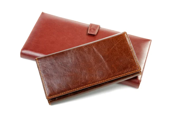 白い背景に分離された 2 つの革の財布 — ストック写真