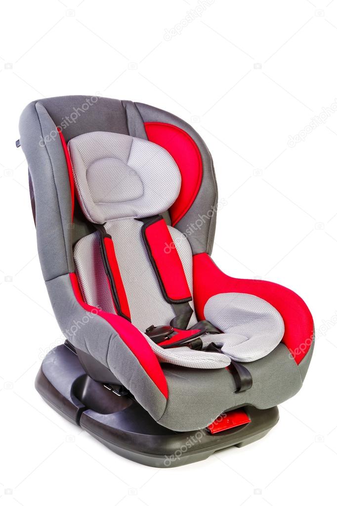 Children's automobile armchair isolated on a white background