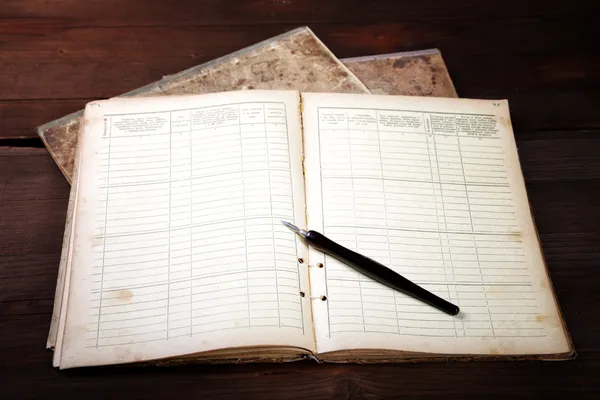 Stilleven met oude schrijfboeken een vleugje — Stockfoto