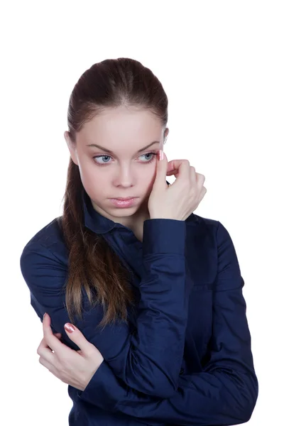 Portrait of the girl with  big eyes on a white background — Stock Photo, Image