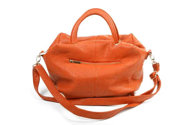 Orange sac féminin isolé sur fond blanc — Φωτογραφία Αρχείου