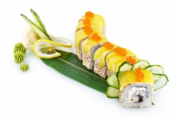 Sushi Yellow Dragon isolated on white background — Stock Photo, Image