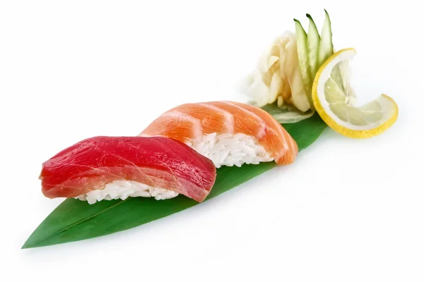 Sushi Nigiri rolls in, isolated on white background — Stock Photo, Image
