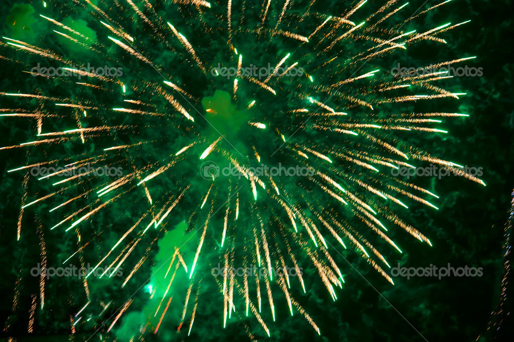 Bright green fireworks Stock Photo by ©baydavn 32880639