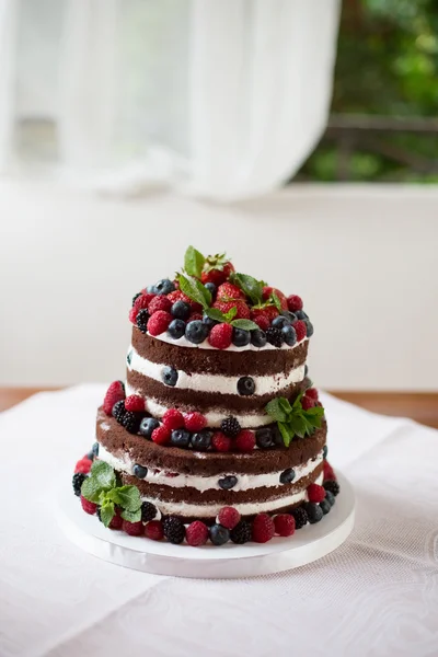 Gâteau au chocolat à la baie fraîche — Photo