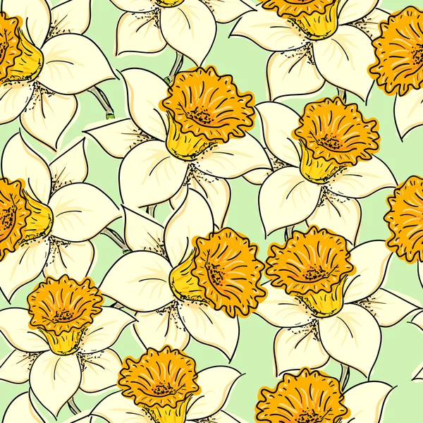 Seamless pattern with daffodil Vector Graphics