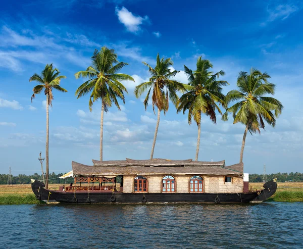 Πλωτό σπίτι σε backwaters Κεράλα, Ινδία — Φωτογραφία Αρχείου