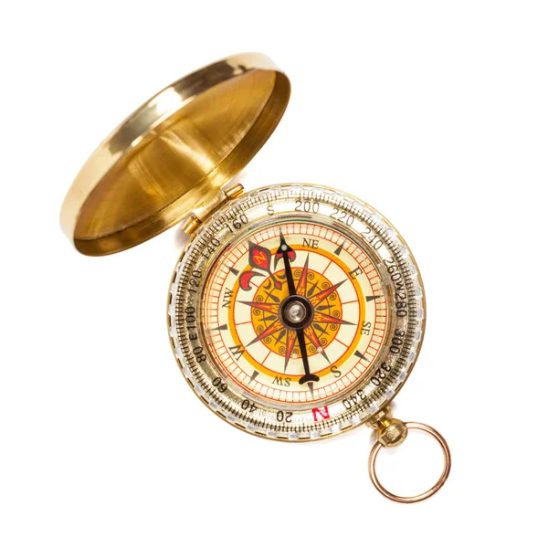 Goldener Kompass isoliert — Stockfoto