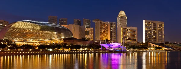 Singapur cityscape akşam panorama