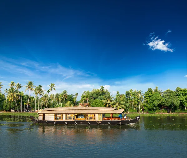 Hausboot auf Kerala Backwaters, Indien — Stockfoto