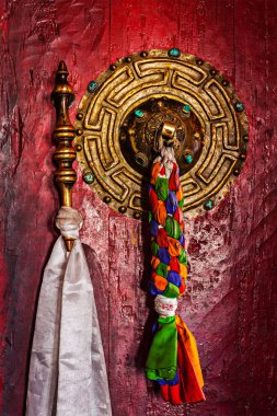 Door handle of Buddhist monastery clipart