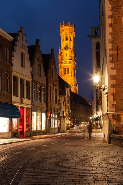Bruges street in night, Bélgica — Fotografia de Stock