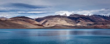 Ladakh Himalayaların Gölü Tso Moriri Panoraması